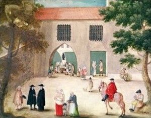 Distribuyendo limosna a los pobres, Abadía de Port-Royal. 1710